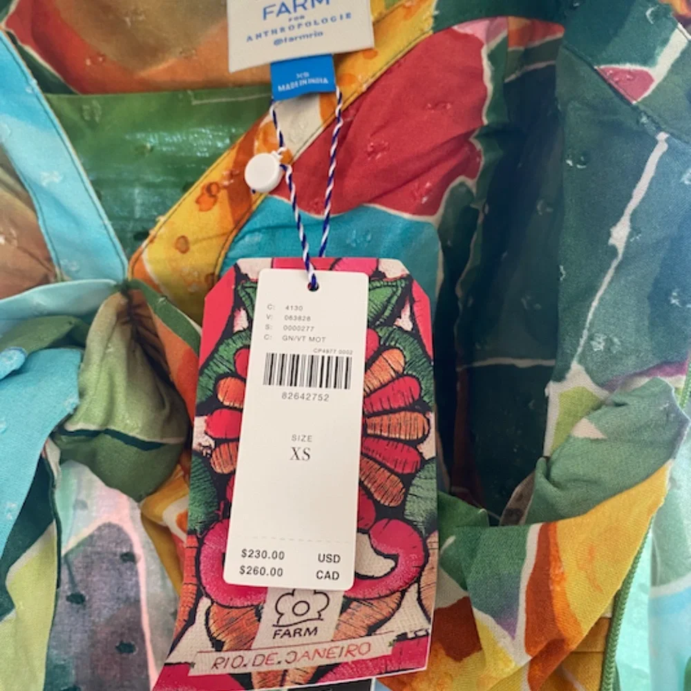 NWT Farm Rio Tie-Waist Printed Dress - Picture 6 of 7